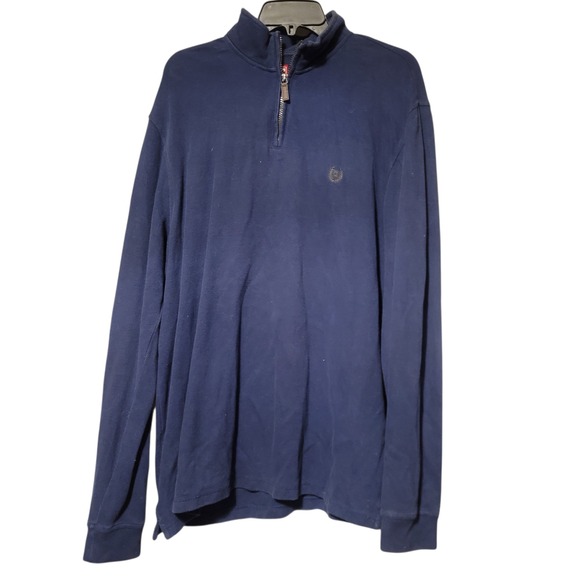 Chaps Other - Chaps Men's Quarter Zip Sweater Pullover Navy Blue size Lg Cotton Classic
